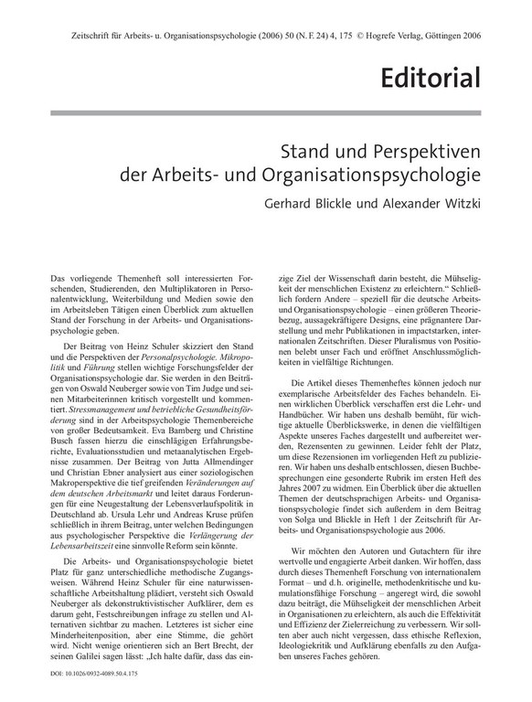 Stand und Perspektiven der AOW